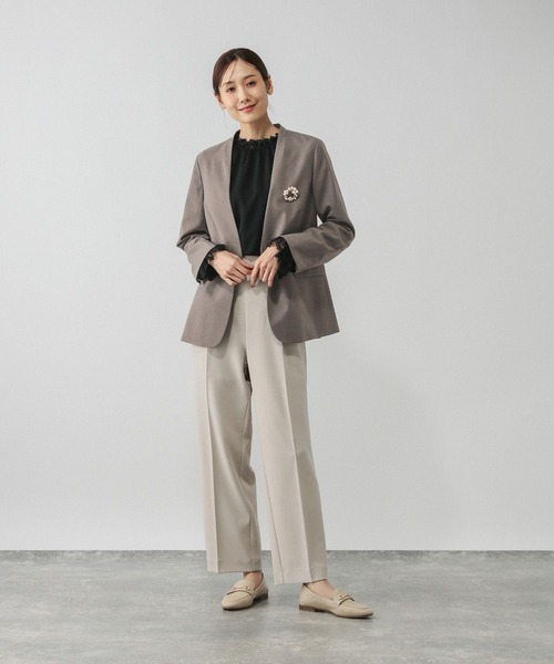 GLOBAL WORK(グローバルワーク)の「ウツクシルエットノーカラージャケット/581021(ノーカラージャケット・レディース・チャコールグレー/ブラック/ネイビー/ライトベージュ/モカ・SMALL/MEDIUM/LARGE/X-LARGE)」の7枚目の写真