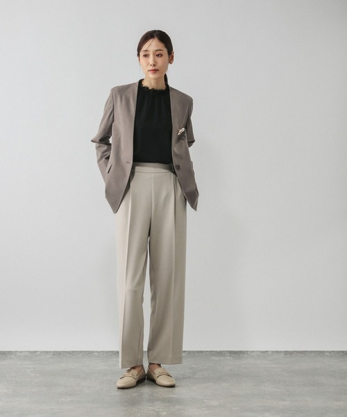 GLOBAL WORK(グローバルワーク)の「ウツクシルエットノーカラージャケット/581021(ノーカラージャケット・レディース・チャコールグレー/ブラック/ネイビー/ライトベージュ/モカ・SMALL/MEDIUM/LARGE/X-LARGE)」の6枚目の写真