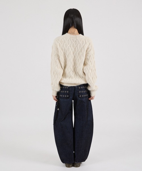 FTW(エフティダブリュー)の「SHAGGY CABLE V NECK KNIT(ニット/セーター・レディース・オフホワイト/カーキ/レッド・MEDIUM/LARGE/SMALL)」の11枚目の写真
