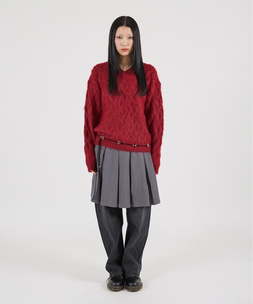FTW(エフティダブリュー)の「SHAGGY CABLE V NECK KNIT(ニット/セーター・レディース・オフホワイト/カーキ/レッド・MEDIUM/LARGE/SMALL)」の17枚目の写真