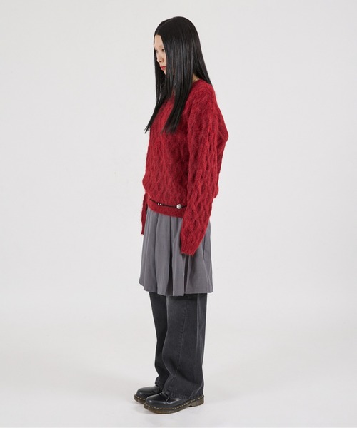 FTW(エフティダブリュー)の「SHAGGY CABLE V NECK KNIT(ニット/セーター・レディース・オフホワイト/カーキ/レッド・MEDIUM/LARGE/SMALL)」の19枚目の写真