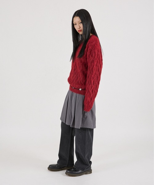 FTW(エフティダブリュー)の「SHAGGY CABLE V NECK KNIT(ニット/セーター・レディース・オフホワイト/カーキ/レッド・MEDIUM/LARGE/SMALL)」の20枚目の写真