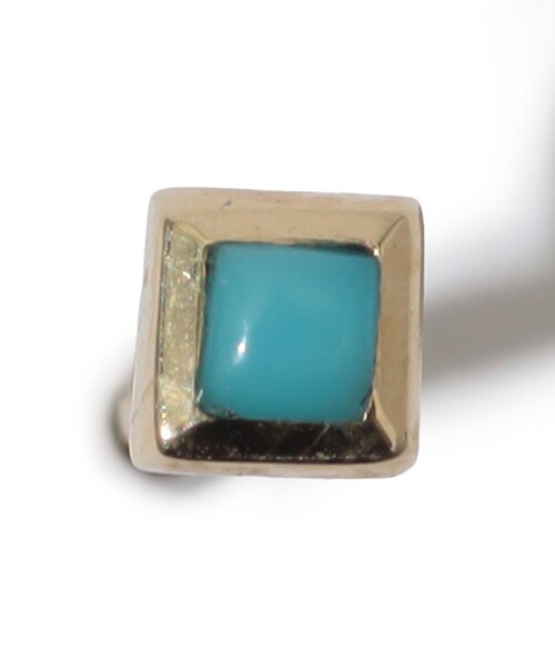 METIER(メティエ)の「Metier Mini Bezel Set Princess Gemstone Studs 片耳ピアス(ピアス(片耳用)・レディース・ターコイズブルー・FREE)」の2枚目の写真