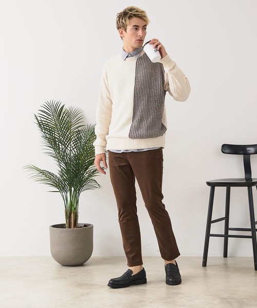 Blue Standard (ブルースタンダード)の「【BLUE STANDARD/ブルースタンダード】モール切り替えニット セーター 冬服 防寒 暖服(ニット/セーター・メンズ・グレー/アイボリー/ブラック/ネイビー・MEDIUM/X-LARGE/LARGE)」の18枚目の写真