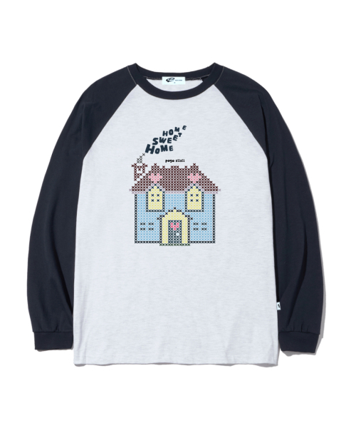 PAGESIISII（ページシシ）の「ニットハウスプリントオーバーサイズロングスリーブ[2カラー]（Tシャツ/カットソー・レディース・ホワイト/ネイビー・MEDIUM/LARGE）」の4枚目の写真
