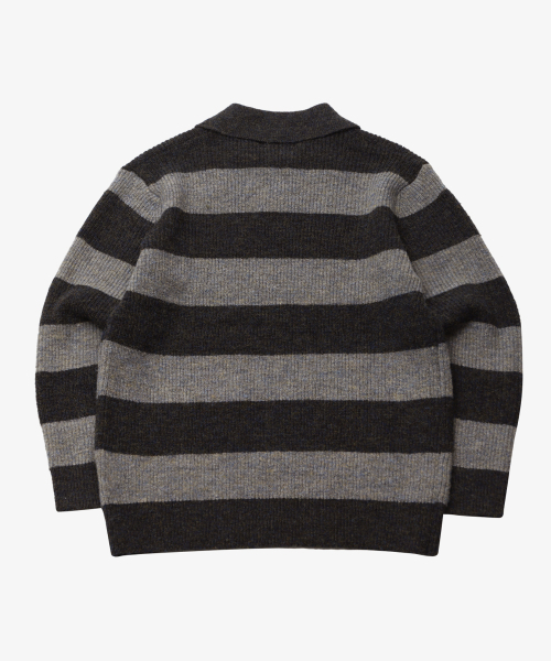 GOLDEN SNSHINE(ゴールデン サンシャイン)の「Wool mixed stripe collar knit_Grey(ニット/セーター・メンズ・その他・MEDIUM/LARGE)」の3枚目の写真