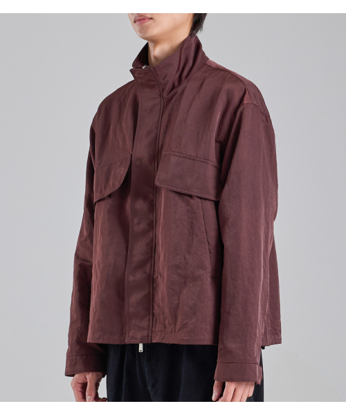 BUTTON SEOUL（ボタンソウル）の「サイドポケットクロップミリタリーブルゾン（バーガンディ）（ブルゾン・メンズ・その他・X-LARGE/MEDIUM/LARGE）」の3枚目の写真