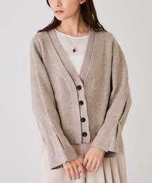 重ねリブVカーディガン