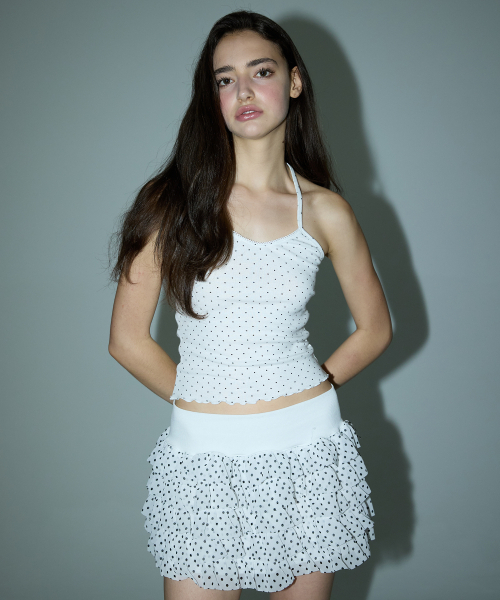 DEARSTALKER(ディアストーカー)の「YUKI DOTTED HALTER NECK TOP - WHITE(Tシャツ/カットソー・レディース・その他・FREE)」の1枚目の写真