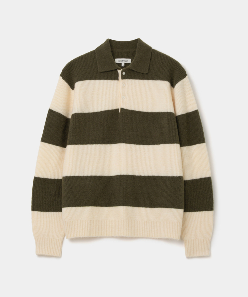 UNIFORM BRIDGE(ユニフォームブリッジ)の「collar rugby knit olive(ニット/セーター・メンズ・その他・SMALL/MEDIUM/LARGE/X-LARGE)」の1枚目の写真