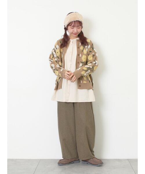 セール】ループ花柄ジャガードニットカーディガン（カーディガン