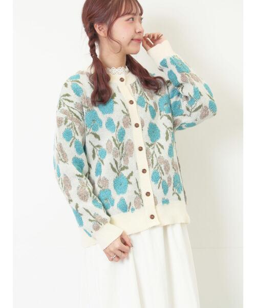Samansa Mos2（サマンサ モスモス）の「ループ花柄ジャガードニットカーディガン（カーディガン/ボレロ・レディース・キナリ/モカ/グレー/ピンク・F）」の14枚目の写真