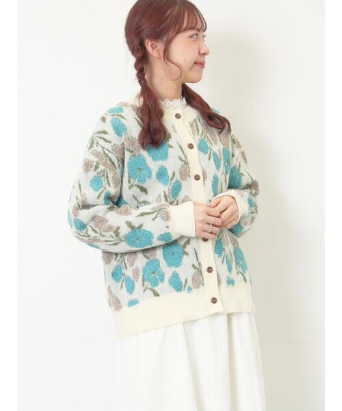 Samansa Mos2（サマンサ モスモス）の「ループ花柄ジャガードニットカーディガン（カーディガン/ボレロ・レディース・キナリ/モカ/グレー/ピンク・F）」の15枚目の写真