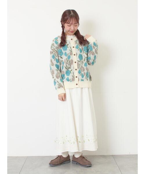 Samansa Mos2（サマンサ モスモス）の「ループ花柄ジャガードニットカーディガン（カーディガン/ボレロ・レディース・キナリ/モカ/グレー/ピンク・F）」の17枚目の写真