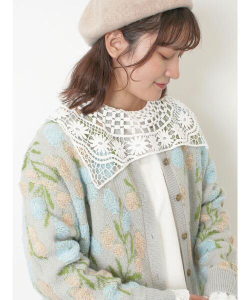 Samansa Mos2（サマンサ モスモス）の「ループ花柄ジャガードニットカーディガン（カーディガン/ボレロ・レディース・キナリ/モカ/グレー/ピンク・F）」の20枚目の写真