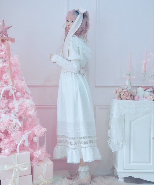 Fiorforte（フィオルフォルテ）の「lace ribbon vintage dress（ワンピース・レディース・ホワイト/ピンク/ホワイト系その他・FREE）」の10枚目の写真
