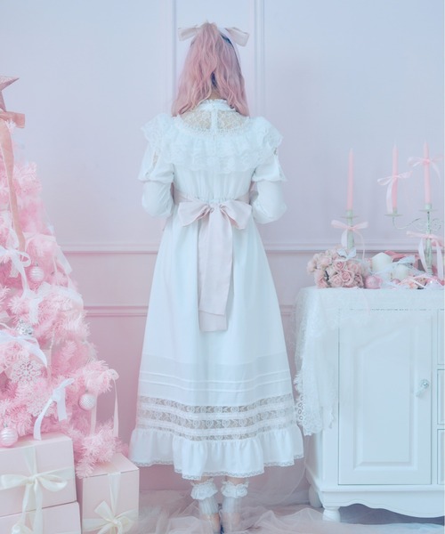 Fiorforte（フィオルフォルテ）の「lace ribbon vintage dress（ワンピース・レディース・ホワイト/ピンク/ホワイト系その他・FREE）」の12枚目の写真