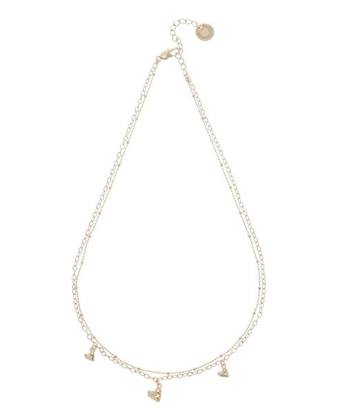 LAGUNAMOON(ラグナムーン)の「ハート2連ネックレス(ピアス(両耳用)・レディース・ゴールド・FREE)」の1枚目の写真