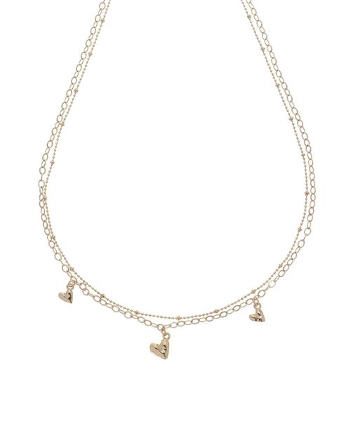 LAGUNAMOON(ラグナムーン)の「ハート2連ネックレス(ピアス(両耳用)・レディース・ゴールド・FREE)」の2枚目の写真