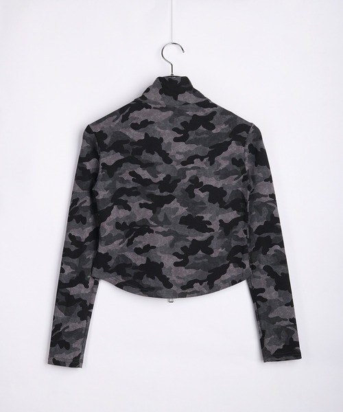 WESTSEA（ウエストシー）の「カモフラ柄 ショート丈 フルジップカットソー 薄手（Tシャツ/カットソー・レディース・チャコール/カーキ・FREE）」の11枚目の写真