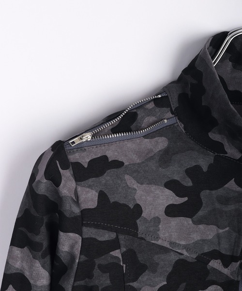 WESTSEA（ウエストシー）の「カモフラ柄 ショート丈 フルジップカットソー 薄手（Tシャツ/カットソー・レディース・チャコール/カーキ・FREE）」の15枚目の写真