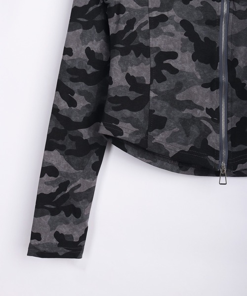 WESTSEA（ウエストシー）の「カモフラ柄 ショート丈 フルジップカットソー 薄手（Tシャツ/カットソー・レディース・チャコール/カーキ・FREE）」の17枚目の写真