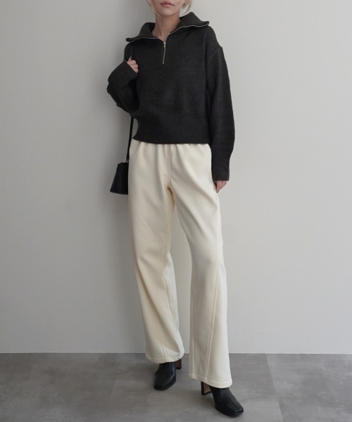 Rashik(ラシク)の「カーブライン裏起毛スウェットパンツ(スウェットパンツ・レディース・ブラック/アイボリー/ブラウン・FREE)」の9枚目の写真