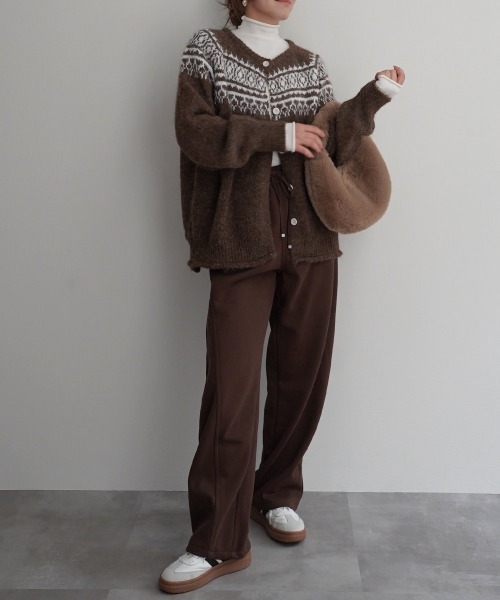 Rashik(ラシク)の「カーブライン裏起毛スウェットパンツ(スウェットパンツ・レディース・ブラック/アイボリー/ブラウン・FREE)」の12枚目の写真