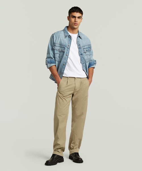 G-STAR(ジースター)の「Pleated Loose Tapered Chino/フロントプリーツルーズテーパードチノパンツ(チノパンツ・メンズ・ベージュ系その他・28/30/29/30/30/30/32/30/33/30/34/30/31/30/36/30)」の4枚目の写真