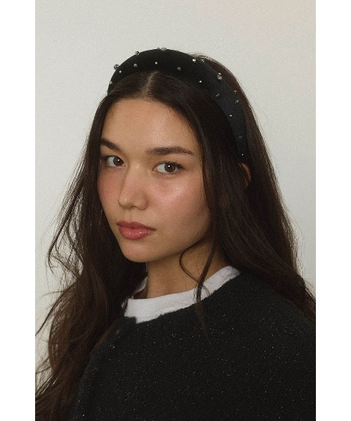 ALEXIA STAM（アリシアスタン）の「Bijou Velour Headband / ビジューベロアカチューシャ（カチューシャ・レディース・ブラウン/ブラック・FREE）」の2枚目の写真