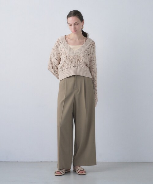 cloenc(クロエンス)の「【防花粉/セットアップ】イージータックワイドパンツ(その他パンツ・レディース・ネイビー/キャメル/グレー・01/02/03)」の4枚目の写真