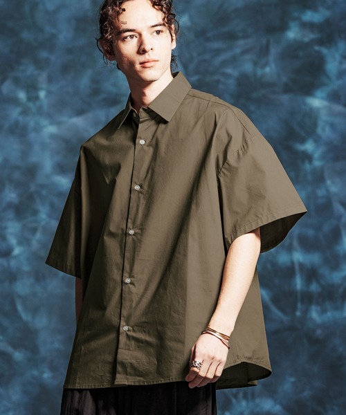 Jih Nunc（ジーヌンク）の「mhs2496- スーピマコットンオーバーサイズシャツ(JIH-R1144)（ポロシャツ・メンズ・ラベンダー/ホワイト/オリーブ/ブラック・L/M/S）」の14枚目の写真