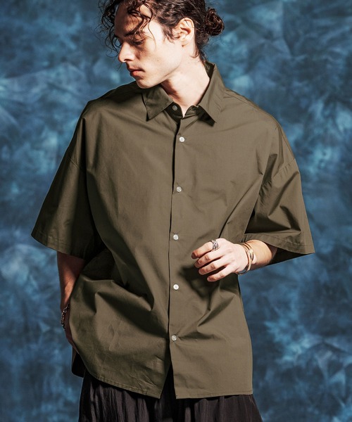 Jih Nunc（ジーヌンク）の「mhs2496- スーピマコットンオーバーサイズシャツ(JIH-R1144)（ポロシャツ・メンズ・ラベンダー/ホワイト/オリーブ/ブラック・L/M/S）」の15枚目の写真