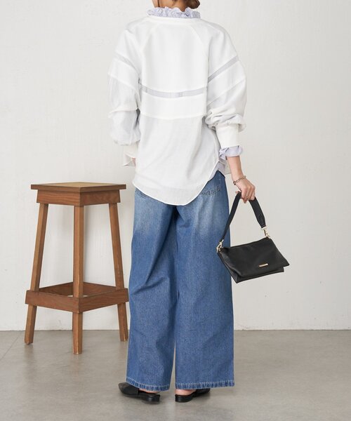 Jena espace merveilleux（ジェナ　エスパスメルヴェイユ）の「【上品シアー】ヨウリュウブルゾン（ノーカラージャケット・レディース・オフホワイト/ブラック/ベージュ・FREE）」の5枚目の写真