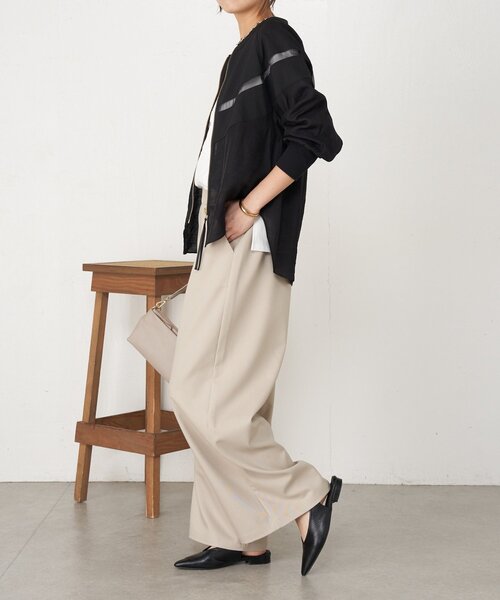 Jena espace merveilleux（ジェナ　エスパスメルヴェイユ）の「【上品シアー】ヨウリュウブルゾン（ノーカラージャケット・レディース・オフホワイト/ブラック/ベージュ・FREE）」の16枚目の写真
