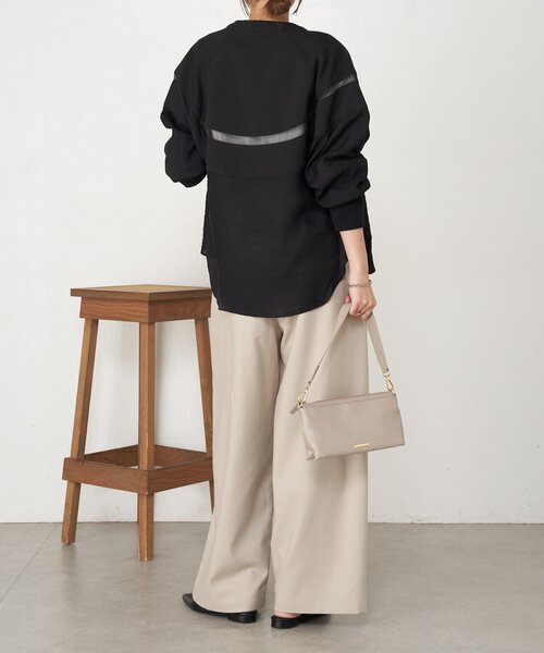 Jena espace merveilleux（ジェナ　エスパスメルヴェイユ）の「【上品シアー】ヨウリュウブルゾン（ノーカラージャケット・レディース・オフホワイト/ブラック/ベージュ・FREE）」の17枚目の写真