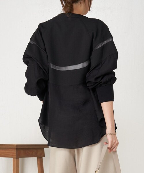 Jena espace merveilleux（ジェナ　エスパスメルヴェイユ）の「【上品シアー】ヨウリュウブルゾン（ノーカラージャケット・レディース・オフホワイト/ブラック/ベージュ・FREE）」の19枚目の写真