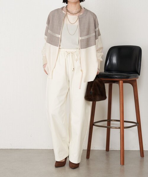 Jena espace merveilleux（ジェナ　エスパスメルヴェイユ）の「【上品シアー】ヨウリュウブルゾン（ノーカラージャケット・レディース・オフホワイト/ブラック/ベージュ・FREE）」の20枚目の写真