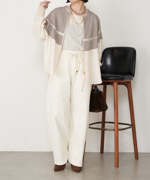 Jena espace merveilleux（ジェナ　エスパスメルヴェイユ）の「【上品シアー】ヨウリュウブルゾン（ノーカラージャケット・レディース・オフホワイト/ブラック/ベージュ・FREE）」の21枚目の写真