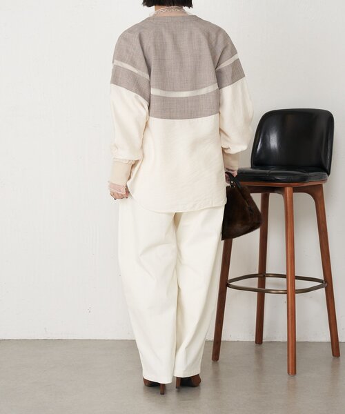 Jena espace merveilleux（ジェナ　エスパスメルヴェイユ）の「【上品シアー】ヨウリュウブルゾン（ノーカラージャケット・レディース・オフホワイト/ブラック/ベージュ・FREE）」の22枚目の写真