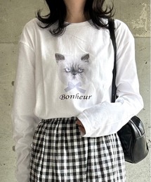 フレンチガーリーキャットロンT/長袖Tシャツ