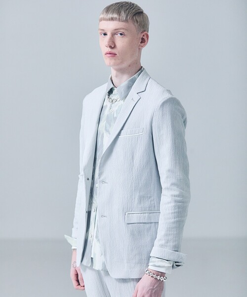 5351 POUR LES HOMMES(ゴーサンゴーイチプールオム)の「【セットアップ対応】ワッシャー メッシュ ジャケット(テーラードジャケット・メンズ・チャコールグレー/ライトグレー/ブラック・48/46/44/50)」の3枚目の写真