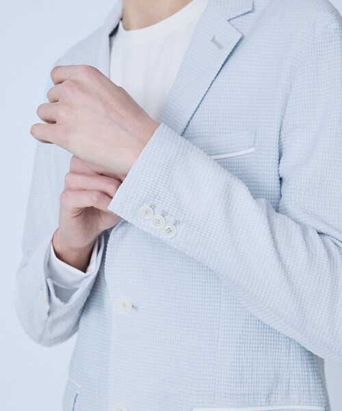 5351 POUR LES HOMMES(ゴーサンゴーイチプールオム)の「【セットアップ対応】ワッシャー メッシュ ジャケット(テーラードジャケット・メンズ・チャコールグレー/ライトグレー/ブラック・48/46/44/50)」の10枚目の写真