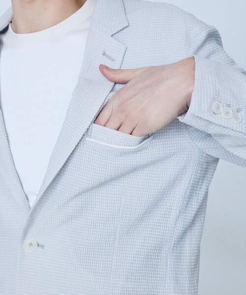 5351 POUR LES HOMMES(ゴーサンゴーイチプールオム)の「【セットアップ対応】ワッシャー メッシュ ジャケット(テーラードジャケット・メンズ・チャコールグレー/ライトグレー/ブラック・48/46/44/50)」の11枚目の写真