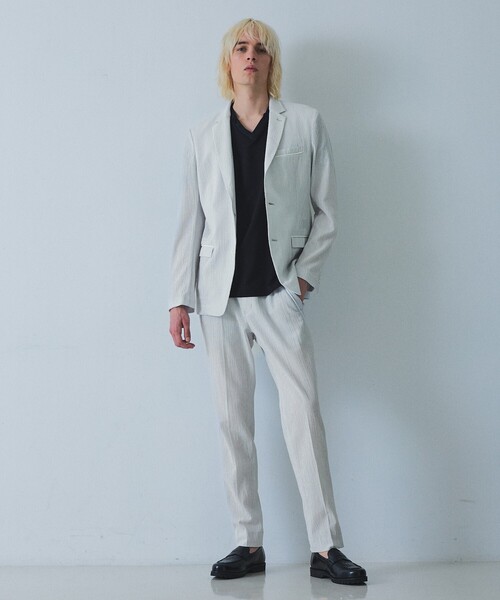5351 POUR LES HOMMES(ゴーサンゴーイチプールオム)の「【セットアップ対応】ワッシャー メッシュ ジャケット(テーラードジャケット・メンズ・チャコールグレー/ライトグレー/ブラック・48/46/44/50)」の16枚目の写真
