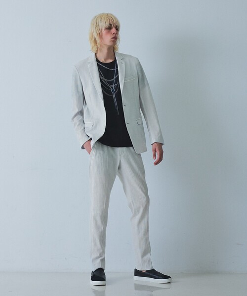 5351 POUR LES HOMMES(ゴーサンゴーイチプールオム)の「【セットアップ対応】ワッシャー メッシュ ジャケット(テーラードジャケット・メンズ・チャコールグレー/ライトグレー/ブラック・48/46/44/50)」の18枚目の写真