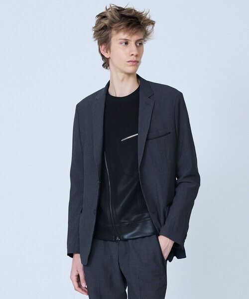 5351 POUR LES HOMMES(ゴーサンゴーイチプールオム)の「【セットアップ対応】ワッシャー メッシュ ジャケット(テーラードジャケット・メンズ・チャコールグレー/ライトグレー/ブラック・48/46/44/50)」の6枚目の写真