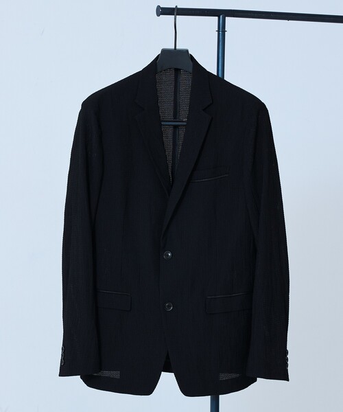 5351 POUR LES HOMMES(ゴーサンゴーイチプールオム)の「【セットアップ対応】ワッシャー メッシュ ジャケット(テーラードジャケット・メンズ・チャコールグレー/ライトグレー/ブラック・48/46/44/50)」の12枚目の写真