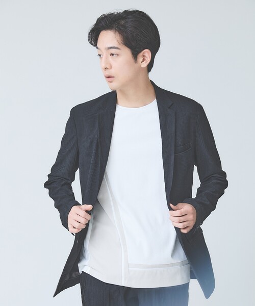 5351 POUR LES HOMMES(ゴーサンゴーイチプールオム)の「【セットアップ対応】ワッシャー メッシュ ジャケット(テーラードジャケット・メンズ・チャコールグレー/ライトグレー/ブラック・48/46/44/50)」の17枚目の写真