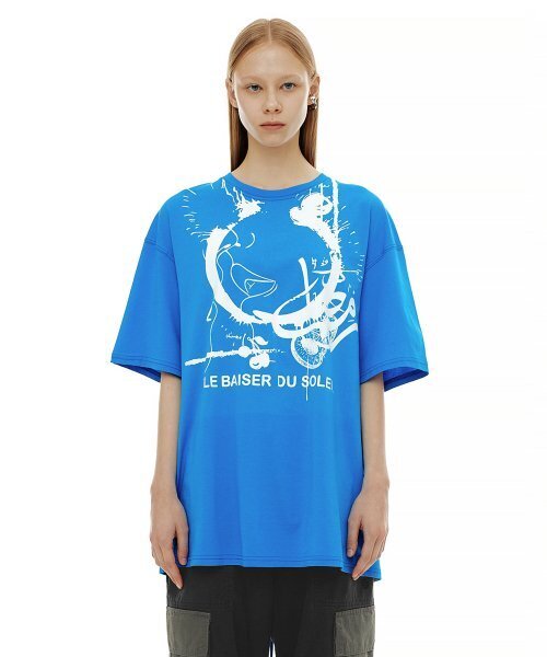 LBDS BACK EYELET OVERSIZE TOP / BLUE